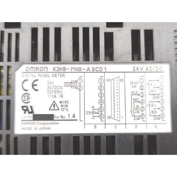未使用 オムロン OMRON K3HB-PNB-ABCD1 AC/DC24V Ver.1.4