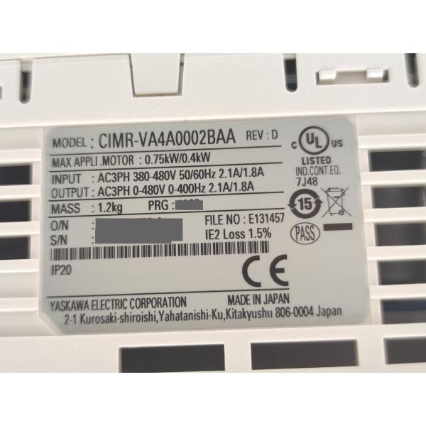 新品 安川電機 YASUKAWA CIMR-VA4A0002BAA その1