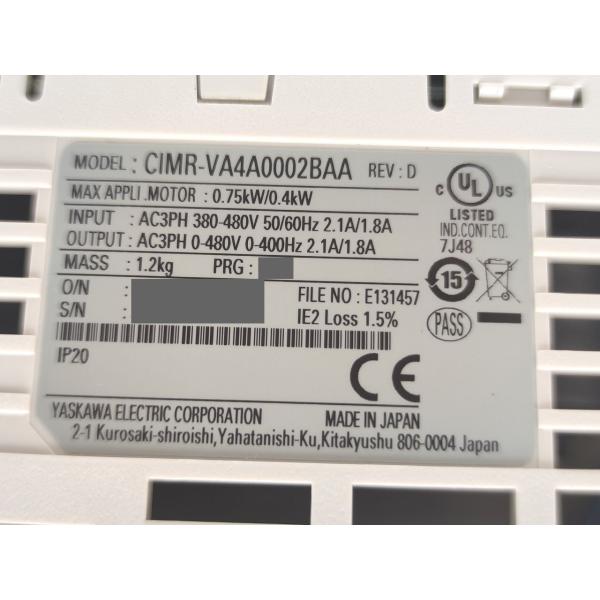 新品 安川電機 YASUKAWA CIMR-VA4A0002BAA その2