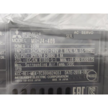 2018年製 新品 三菱 サーボアンプ MR-J4-40B