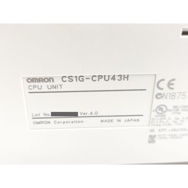 箱開封済み 箱汚れいたみあり 未使用 オムロン OMRON CS1G-CPU43H Ver.4.0