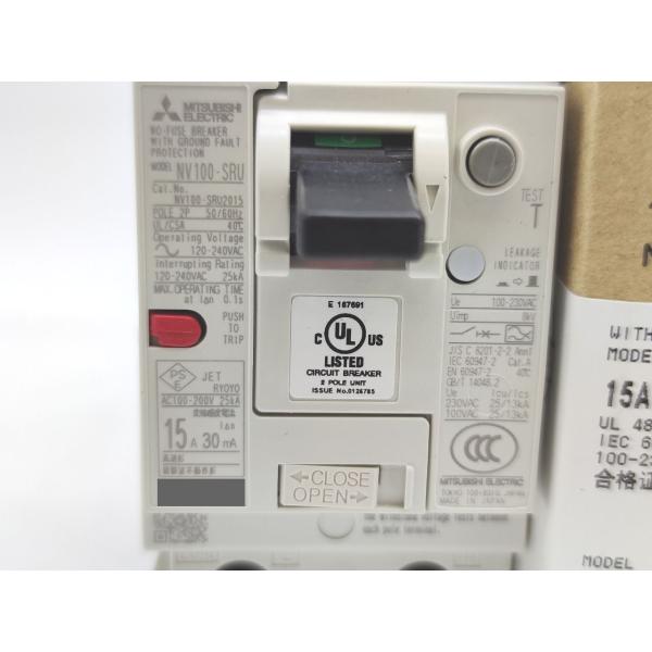箱いたみあり 未使用 三菱 MITSUBISHI NV100-SRU 2P 15A 30mA