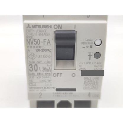 中古 三菱 MITSUBISHI NV50-FA AC100-200V 30A 2P 30ｍA