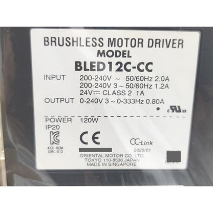 新品 オリエンタルモーター BLED12C-CC
