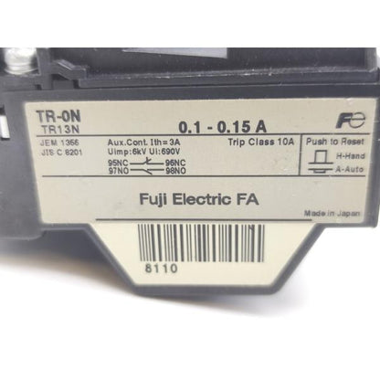 中古 富士電機 FujiElectric TR-0N 0.1－0.15A 本体のみ×3 SZ-HBセット×16
