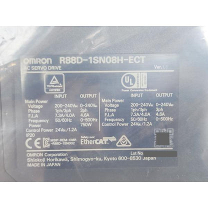 中古か未使用か不明 オムロン OMRON R88D-1SN08H-ECT Ver.1.1