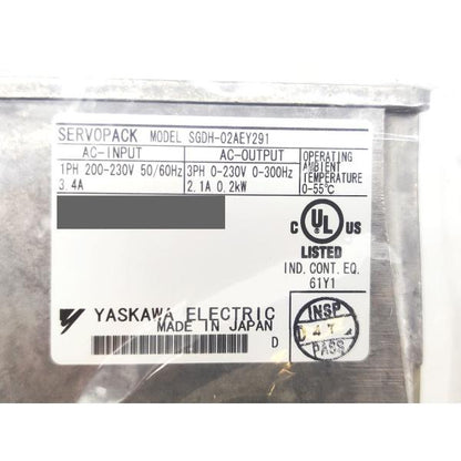箱汚れあり 未使用 安川電機 YASKAWA SGDH-02AEY291