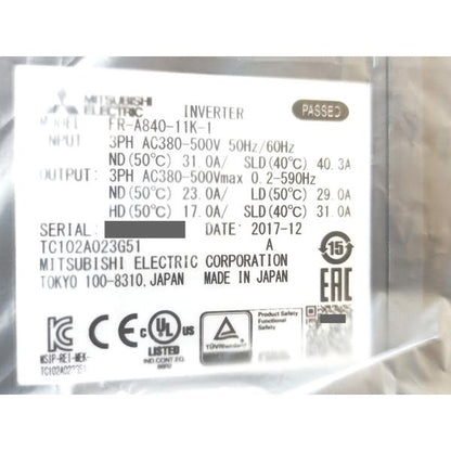箱汚れ・いたみあり 箱マジック書込あり 箱開封済み 2017年製 新品 三菱 MITSUBISHI FR-A840-11K-1