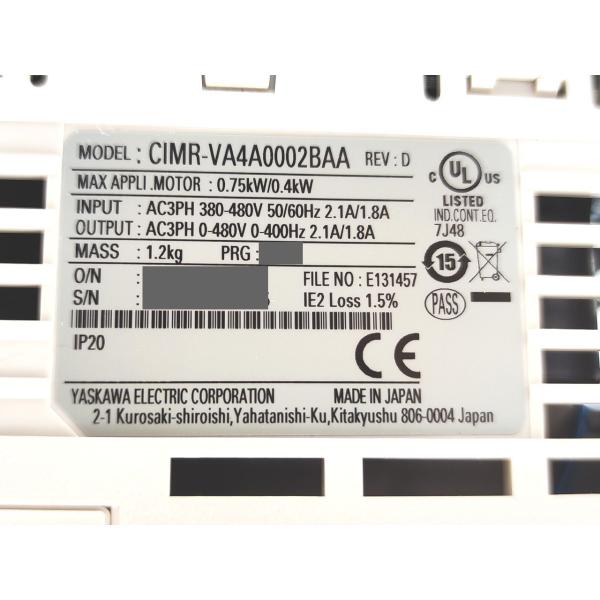新品 安川電機 YASUKAWA CIMR-VA4A0002BAA その3