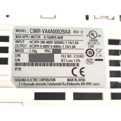 新品 安川電機 YASUKAWA CIMR-VA4A0002BAA その3