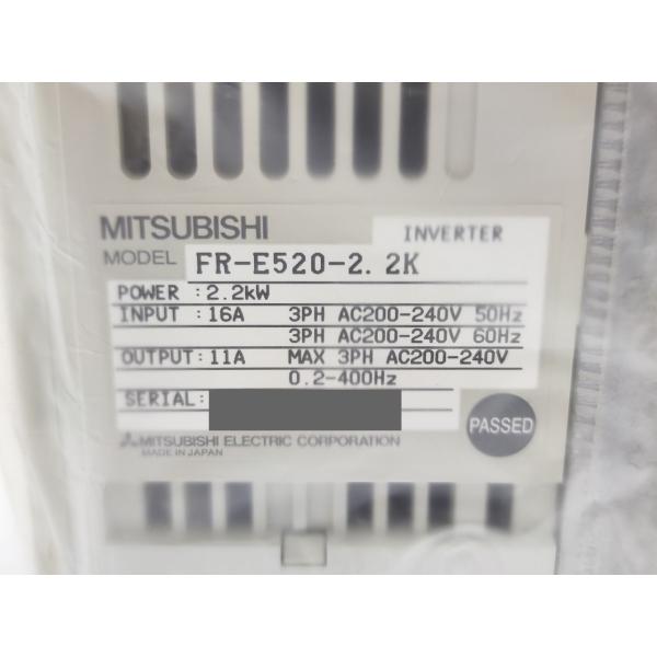 箱・説明書汚れあり 箱開封済み 未使用 三菱 MITSUBISHI FR-E520-2.2K