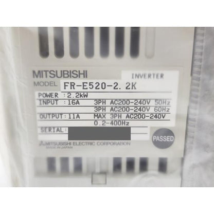箱・説明書汚れあり 箱開封済み 未使用 三菱 MITSUBISHI FR-E520-2.2K