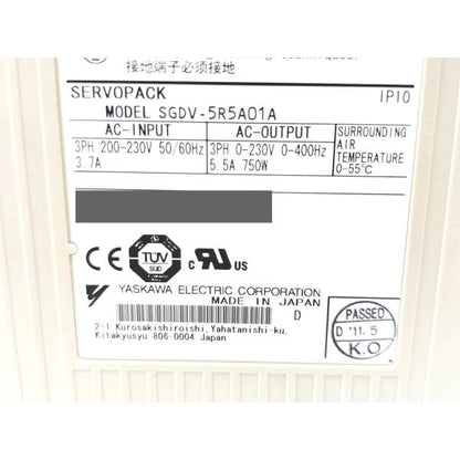 中古 安川電機 YASKAWA SGDV-5R5A01A