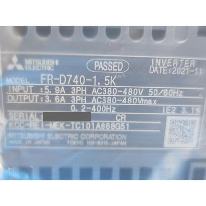 2021年 新品 三菱 MITSUBISHI FR-D740-1.5K