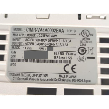 新品 安川電機 YASUKAWA CIMR-VA4A0002BAA その2