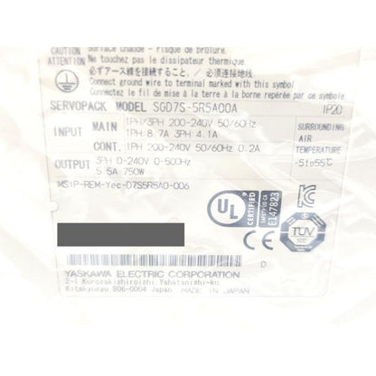箱いたみあり 未使用 安川電機 YASKAWA SGD7S-5R5A00A