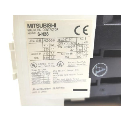 箱汚れあり 未使用 三菱 MITSUBISHI S-N28 AC200V 2点セット
