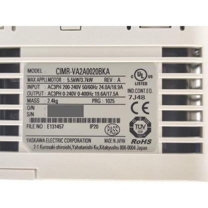 箱汚れマジック書込あり 未使用 安川電機 CIMR-VA2A0020BKA