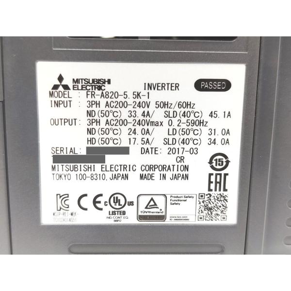 中古 三菱 MITSUBISHI FR-A820-5.5K-1