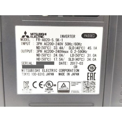 中古 三菱 MITSUBISHI FR-A820-5.5K-1