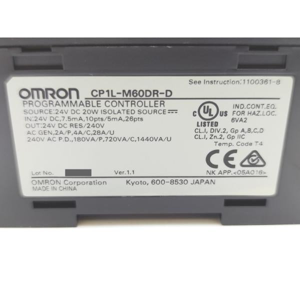 箱いたみあり 箱開封済み 未使用 オムロン OMRON CP1L-M60DR-D Ver.1.1