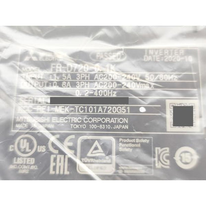 箱いたみあり 2020年製 未使用 三菱 MITSUBISHI FR-D720-0.1K