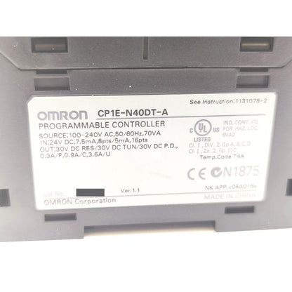 中古 オムロン OMRON CP1E-N40DT-A Ver.1.1
