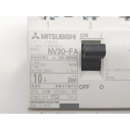 箱いたみあり 未使用 三菱 MITSUBISHI NV30-FA 3P 10A 30ｍA