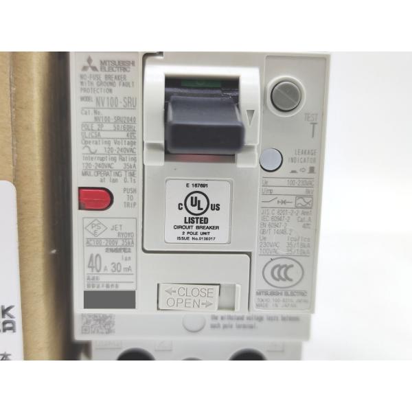 未使用 三菱 MITSUBISHI NV100-SRU 2P 40A 30mA