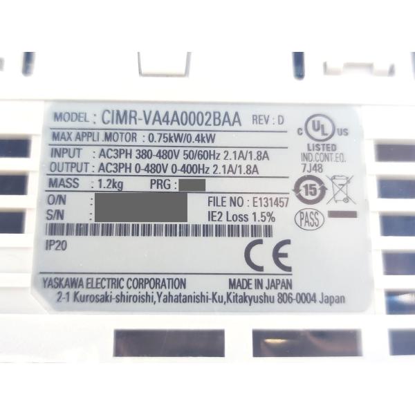 新品 安川電機 YASUKAWA CIMR-VA4A0002BAA