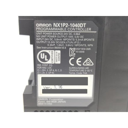 中古 オムロン OMRON NX1P2-1040DT