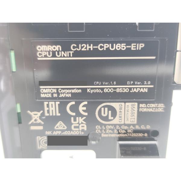 開封済み 未使用 オムロン OMRON CJ2H-CPU65-EIP CPU.Ver.1.6 EIP.Ver.3.0