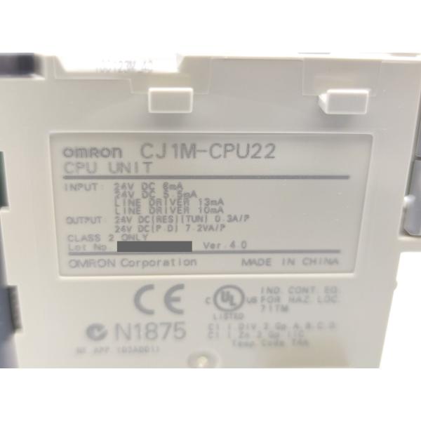 汚れあり 中古 オムロン OMRON CJ1M-CPU22 Ver.4.0