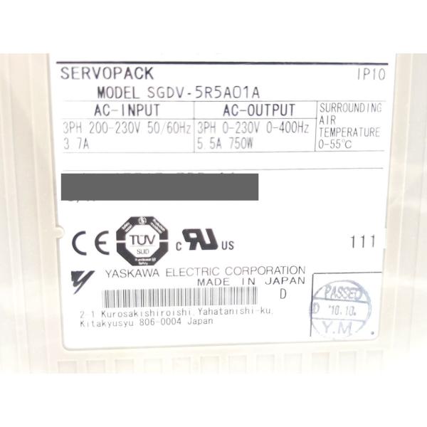 未使用 安川電機 YASKAWA SGDV-5R5A01A