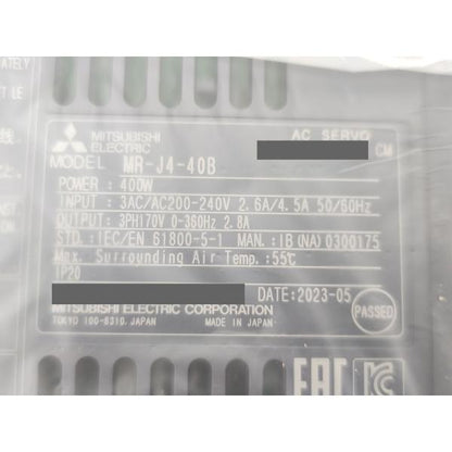 箱いたみあり 2023年 新品 三菱 MITSUBISHI MR-J4-40B